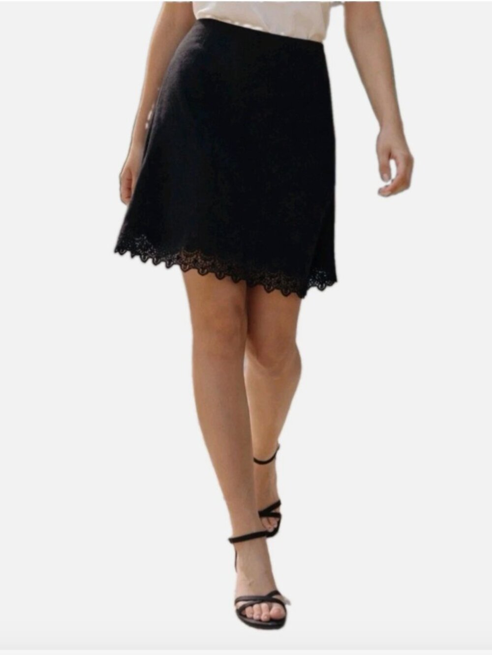 NWT J.Crew Gwen Lace Trim Slip Skirt in Linen - S - Picture 2 of 4
